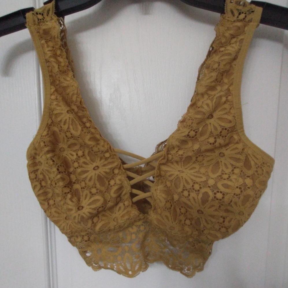 Peachy girl Lace Bralette in Mustard Yellow